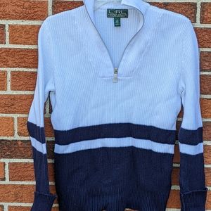 Ralph Lauren navy & white cotton sweater. Sz Small.